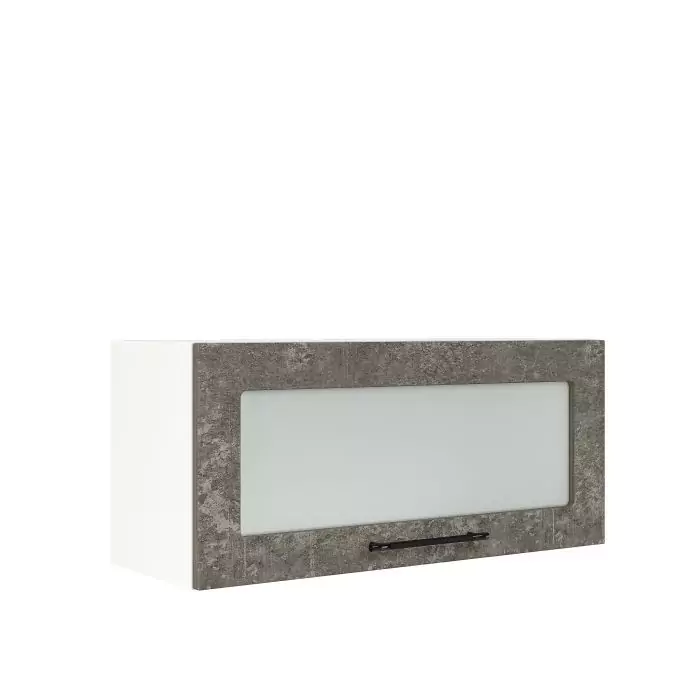 Шкаф верхний горизонтальный со стеклом ШВГС 800 "София" Нувель (бетон коричневый) дизайн 1