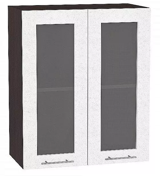 Шкаф верхний с 2-мя дверцами остекленными Валерия-М 720х600 Белый металлик/Венге