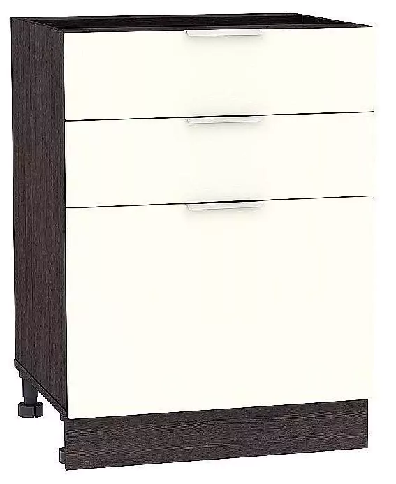 Шкаф нижний с 3-мя ящиками Терра 600 Ваниль Софт/Венге