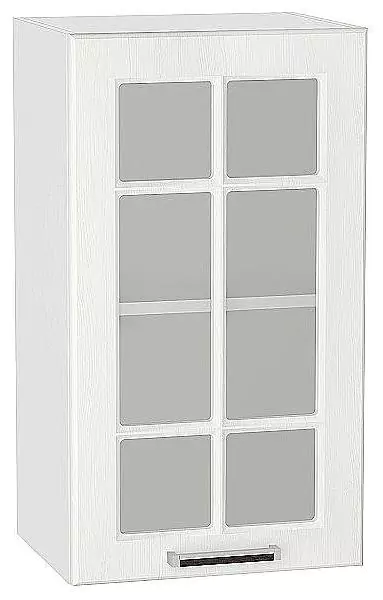 Шкаф верхний с 1-ой остекленной дверцей Прага 920х400 Белое дерево/Белый