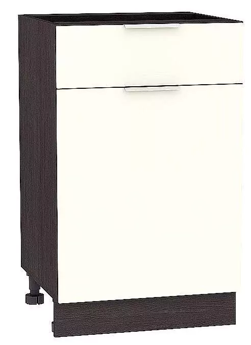 Шкаф нижний с 1-ой дверцей и ящиком Терра 500 Ваниль Софт/Венге