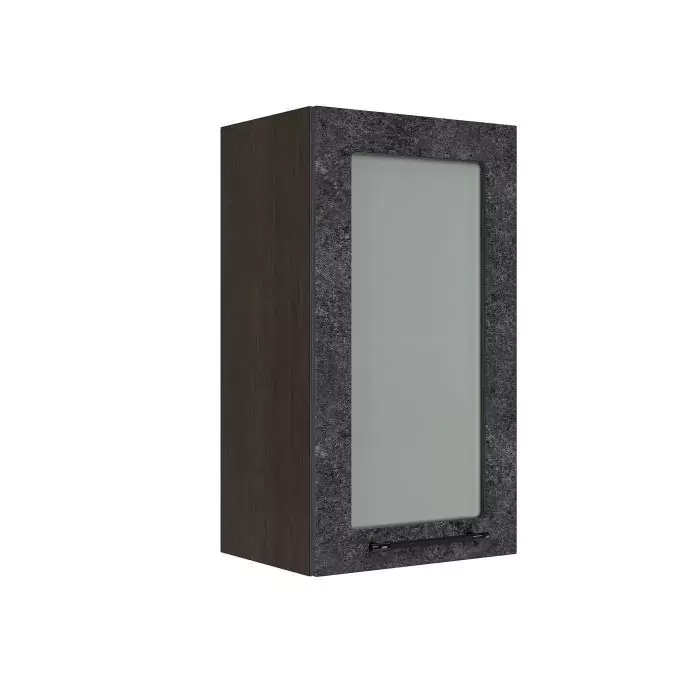 Шкаф верхний со стеклом ШВС 400 "София" Нувель (бетон черный) дизайн 2