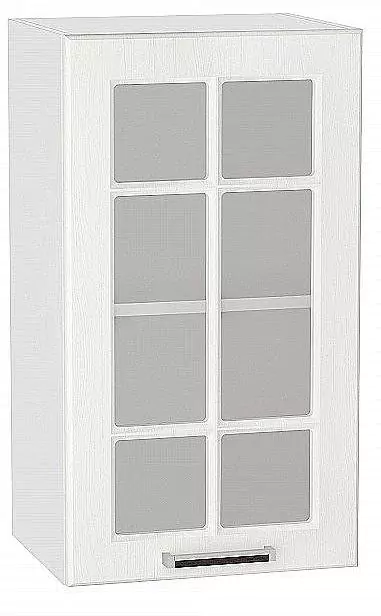 Шкаф верхний с 1-ой остекленной дверцей Прага 720х400 Белое дерево/Белый