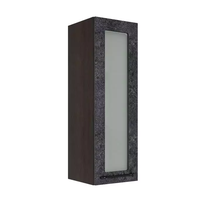 Шкаф верхний со стеклом (премьер) ШВС 300Н "София" Нувель (бетон черный) дизайн 2
