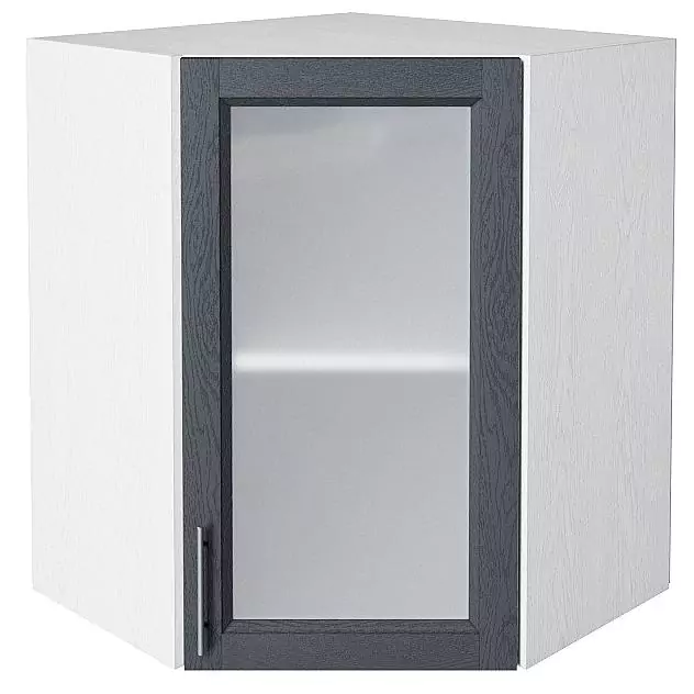 Шкаф верхний угловой остекленный Сканди 720 Graphite Softwood/Белый