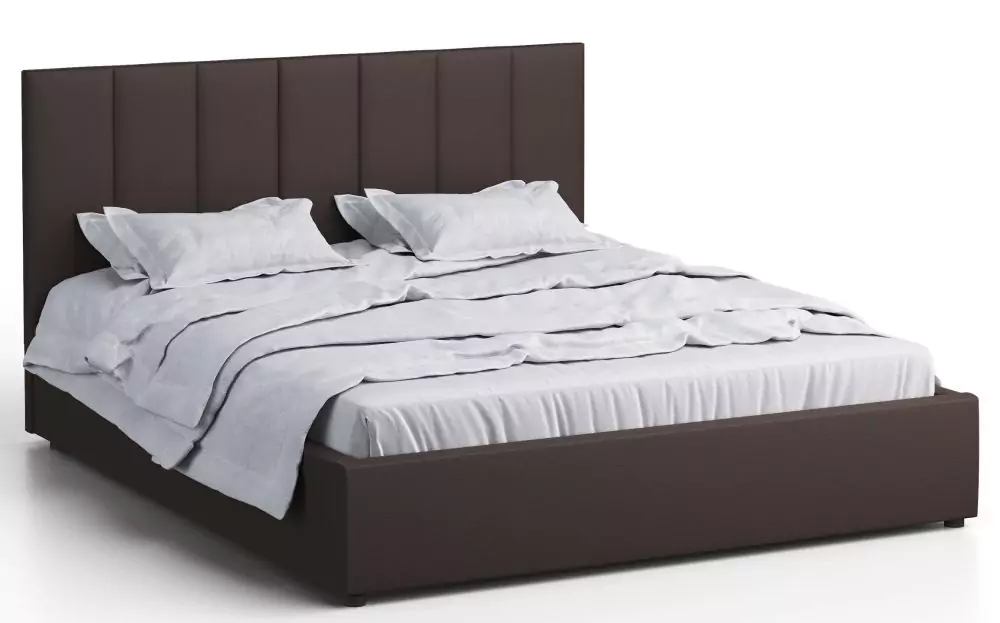 Кровать двуспальная Афина 3 160 с ПМ коричневая с Матрасом Divano Basic независимые пружины (НПБ)