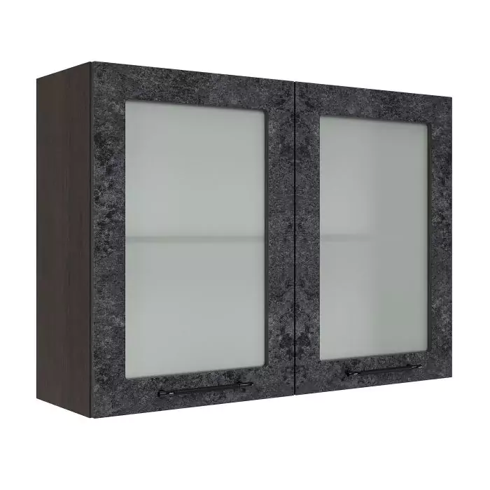 Шкаф верхний со стеклом ШВС 1000 "София" Нувель (бетон черный) дизайн 2