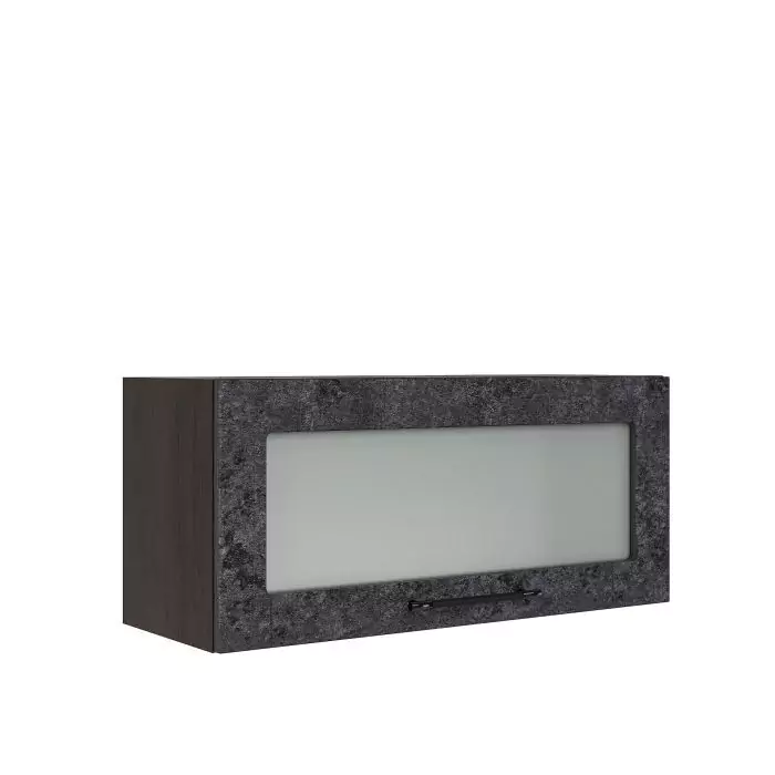 Шкаф верхний горизонтальный со стеклом ШВГС 800 "София" Нувель (бетон черный) дизайн 2