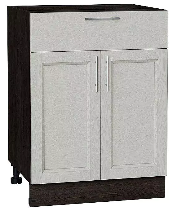 Шкаф нижний с 2-мя дверцами и ящиком Сканди Cappuccino Softwood/Венге