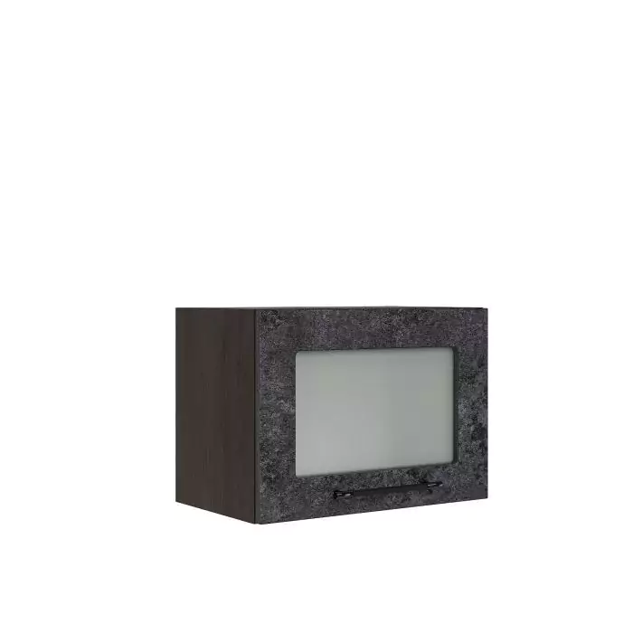 Шкаф верхний горизонтальный со стеклом ШВГС 500 "София" Нувель (бетон черный) дизайн 2