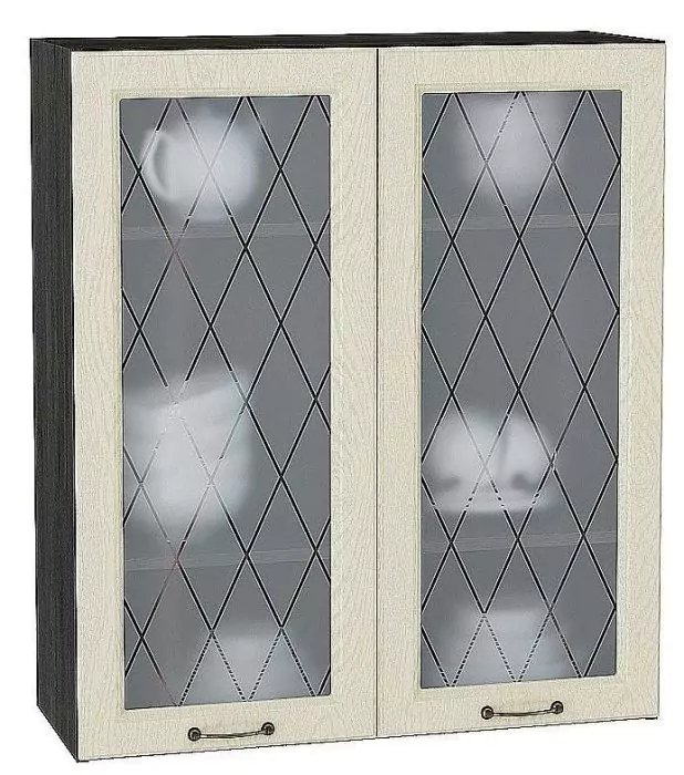 Шкаф верхний с 2-мя остекленными дверцами Ницца 920х800 Дуб крем/Венге
