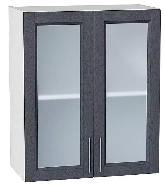Шкаф верхний с 2-мя остекленными дверцами Сканди 720х600 Graphite Softwood/Белый