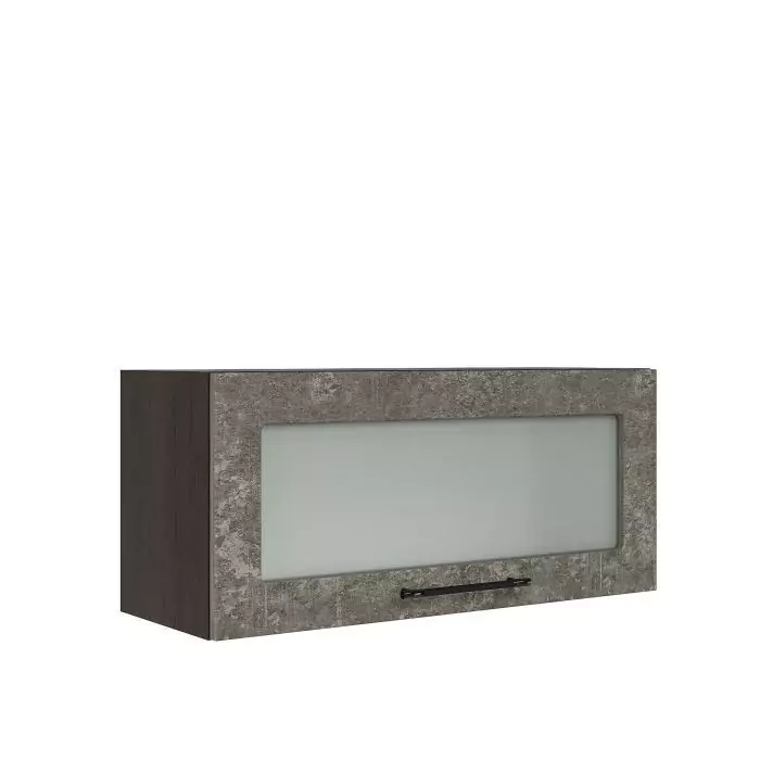 Шкаф верхний горизонтальный со стеклом ШВГС 800 "София" Нувель (бетон коричневый) дизайн 2