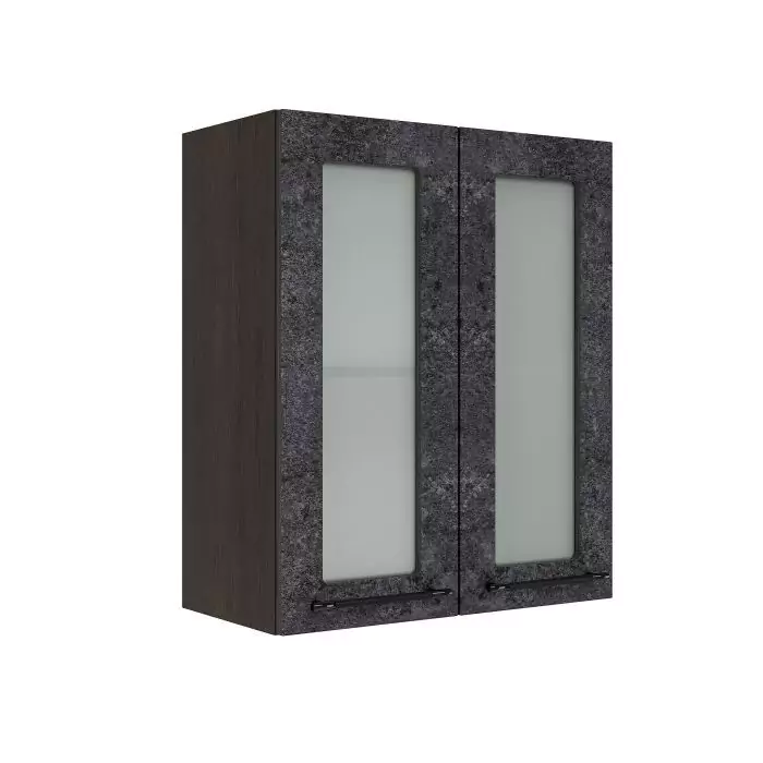 Шкаф верхний со стеклом ШВС 600 "София" Нувель (бетон черный) дизайн 2