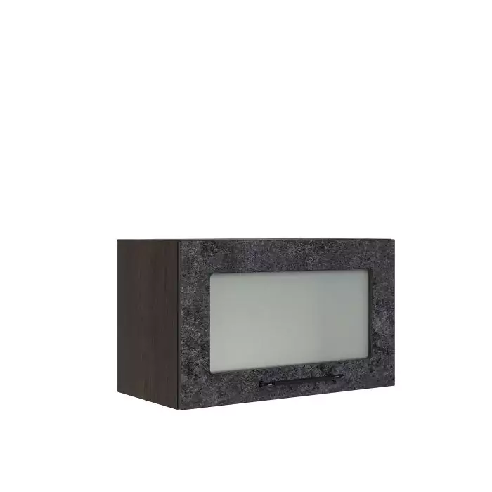 Шкаф верхний горизонтальный со стеклом ШВГС 600 "София" Нувель (бетон черный) дизайн 2