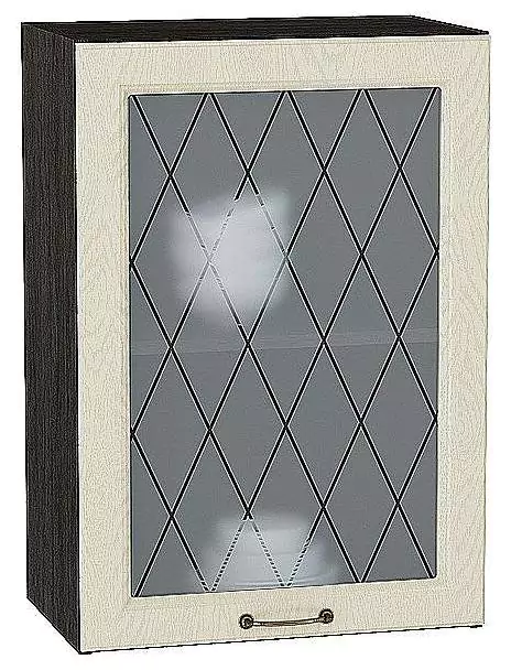 Шкаф верхний с 1-ой остекленной дверцей Ницца 720х500 Дуб крем/Венге