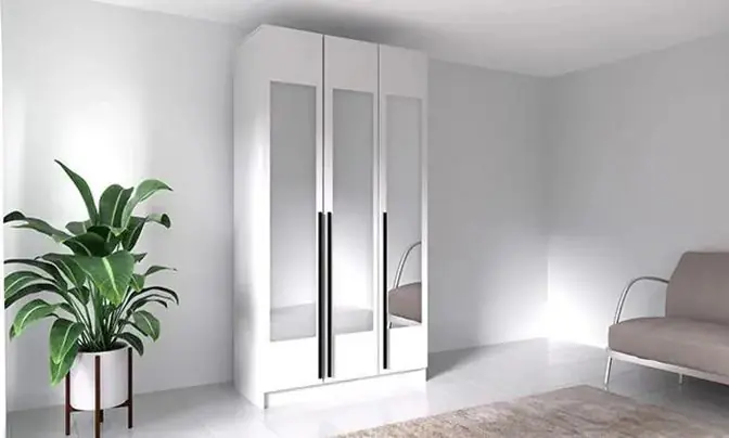 Шкаф распашной Бастион 3-дверный 1.2 м, 3 М зеркала, белый древесный