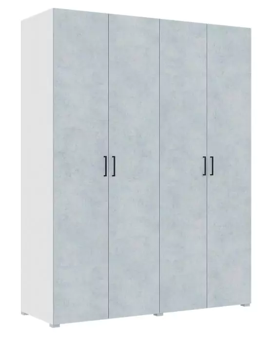 Шкаф Квадро 4-х ств 1600 белый/бетон