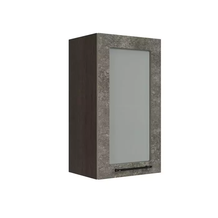 Шкаф верхний со стеклом ШВС 400 "София" Нувель (бетон коричневый) дизайн 2