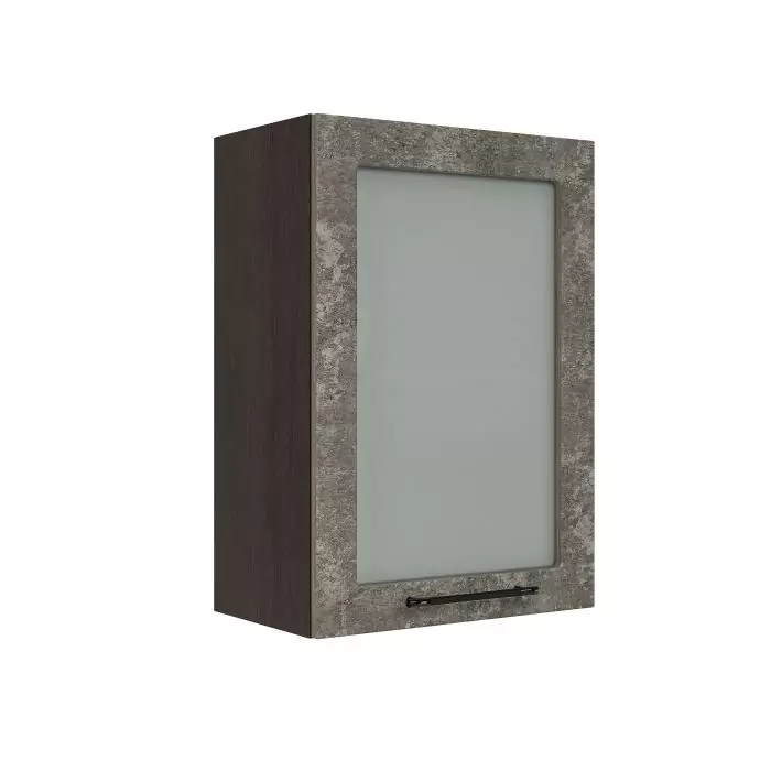 Шкаф верхний со стеклом ШВС 500 "София" Нувель (бетон коричневый) дизайн 2