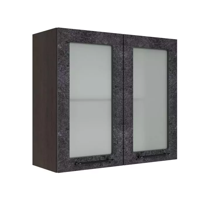 Шкаф верхний со стеклом ШВС 800 "София" Нувель (бетон черный) дизайн 2