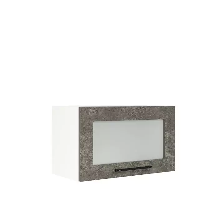 Шкаф верхний горизонтальный со стеклом ШВГС 600 "София" Нувель (бетон коричневый) дизайн 1