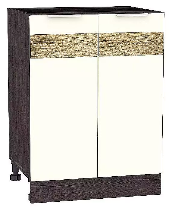 Шкаф нижний с 2-мя дверцами Терра D 600 Ваниль Софт/Венге