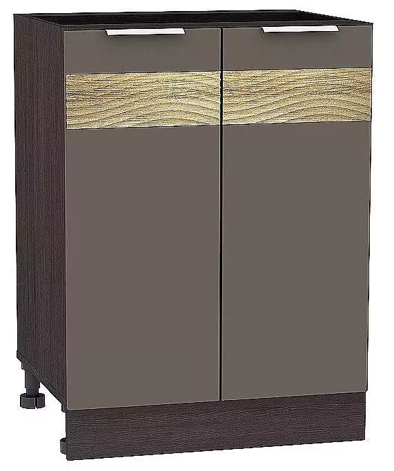 Шкаф нижний с 2-мя дверцами Терра D 600 Смоки Софт/Венге