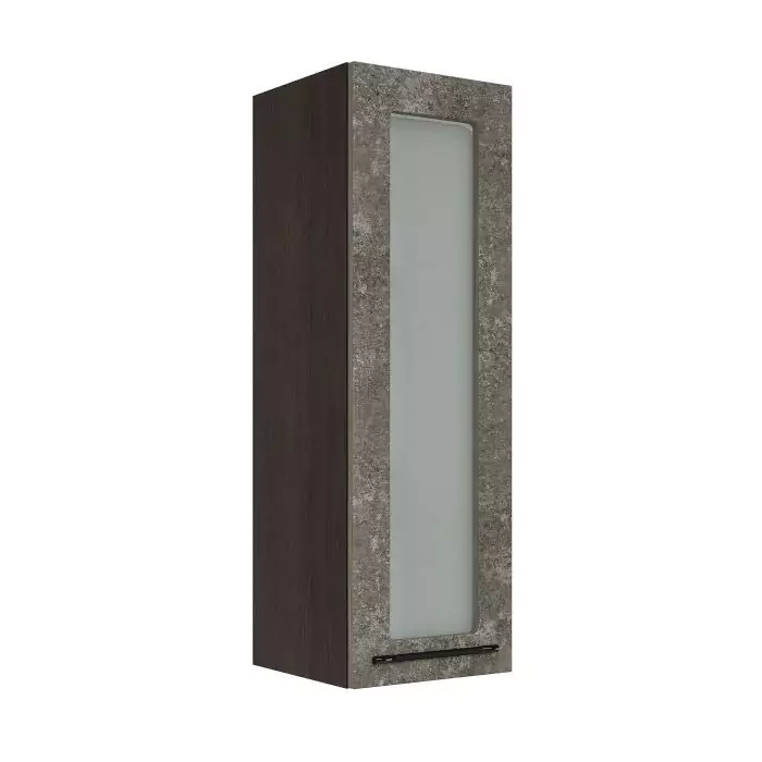 Шкаф верхний со стеклом (премьер) ШВС 300Н "София" Нувель (бетон коричневый) дизайн 2