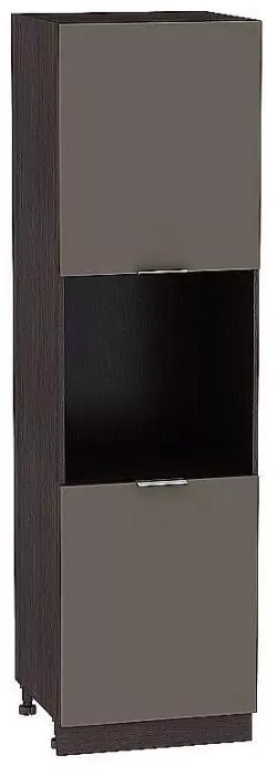 Шкаф пенал под бытовую технику с 2-мя дверцами Терра 600Н (для верхних шкафов высотой 920) Смоки Софт/Венге