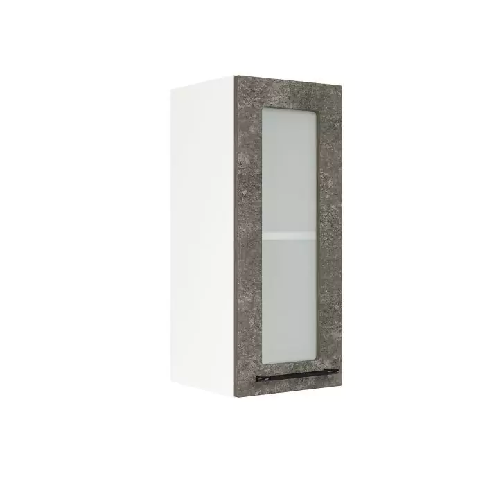 Шкаф верхний со стеклом ШВС 300 "София" Нувель (бетон коричневый) дизайн 1