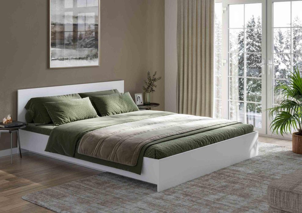 Двуспальная кровать Ронда (Бассо) КР-160 с матрасом Divano Basic Независимые пружины (НПБ) дизайн 2