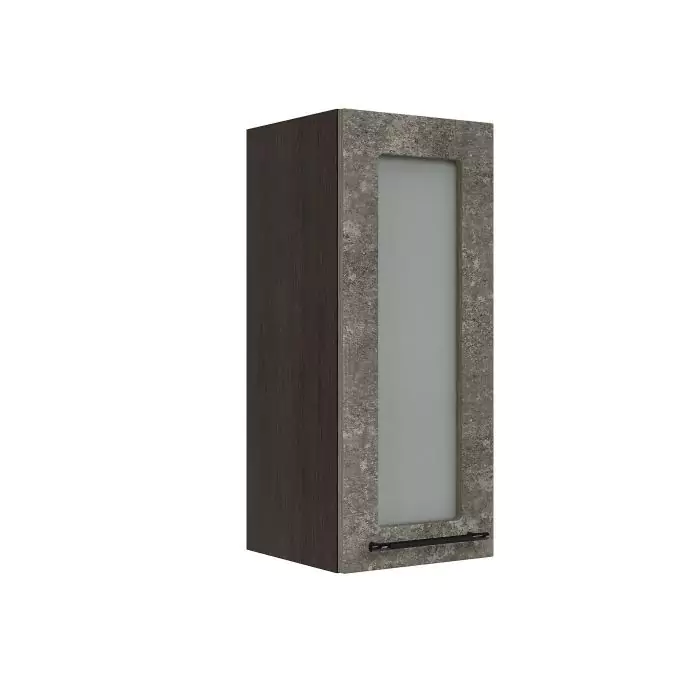 Шкаф верхний со стеклом ШВС 300 "София" Нувель (бетон коричневый) дизайн 2