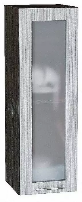 Шкаф верхний с 1-ой остекленной дверцей Валерия-М 920х300 Серый металлик дождь светлый/Венге