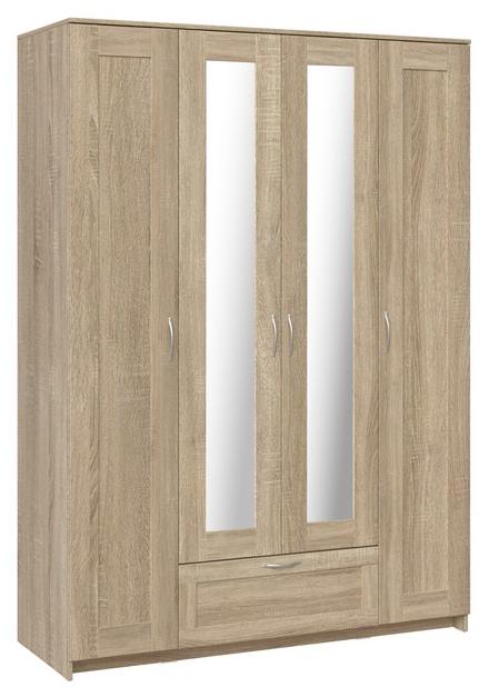 Шкаф для одежды Сириус 4-х дверный с ящиком и зеркалами дизайн 2