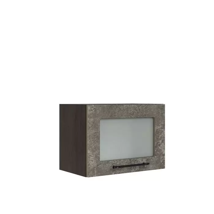 Шкаф верхний горизонтальный со стеклом ШВГС 500 "София" Нувель (бетон коричневый) дизайн 2
