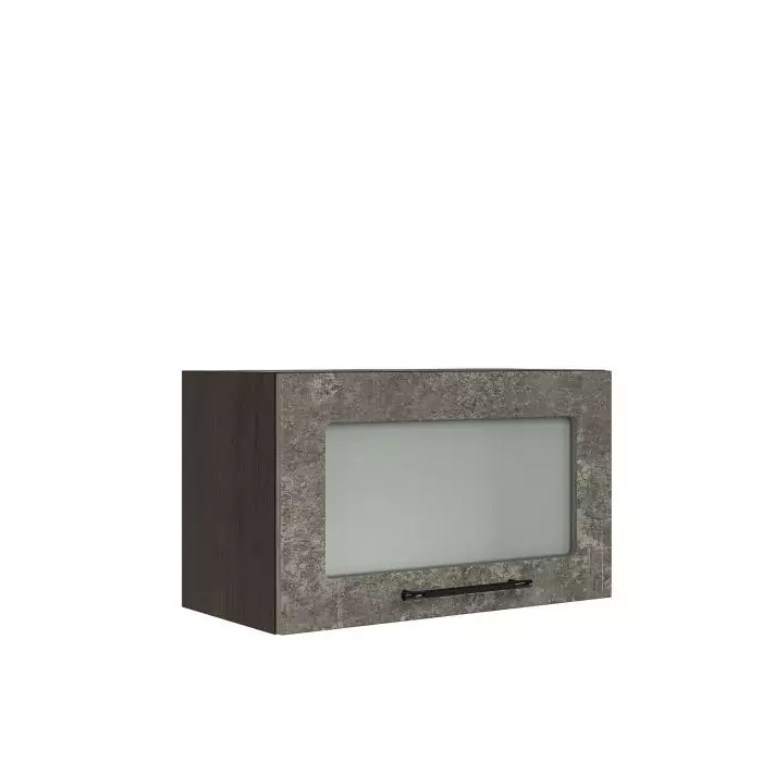 Шкаф верхний горизонтальный со стеклом ШВГС 600 "София" Нувель (бетон коричневый) дизайн 2