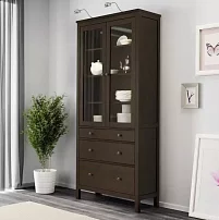 Шкаф-витрина с 3 ящиками HEMNES