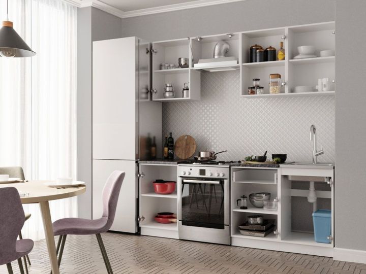 Кухня Адель 2,1 м (Ателье светлое), Серый
