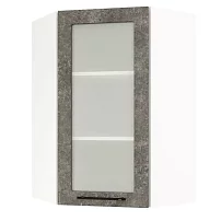 Шкаф верхний угловой со стеклом (премьер) ШВУС 600Н Нувель (бетон коричневый) 
