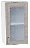 Шкаф верхний с 1-ой остекленной дверцей Лофт 720х400 Cappuccino Veralinga/Белый