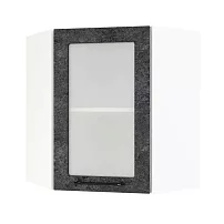 Шкаф верхний угловой со стеклом ШВУС 600 Нувель (бетон черный) 