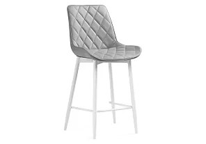 Барный стул Баодин велюр светло-серый / белый 