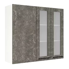 Шкаф верхний угловой со стеклом (премьер) ШВУПС 1000Н Нувель (бетон коричневый) 