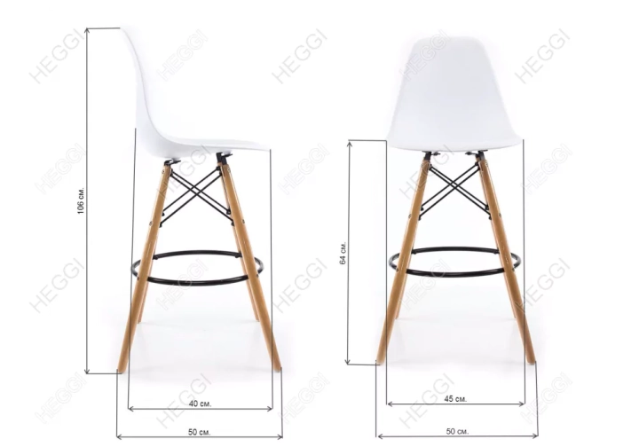 Барный стул Eames PC-007 Дизайн 1, Белый