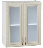 Шкаф верхний с 2-мя остекленными дверцами Шале 720х600 Ivory/Белый