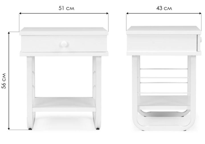 Тумба прикроватная Малгома белая, Белый