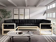 Диван П-образный Астер Без механизма Черный