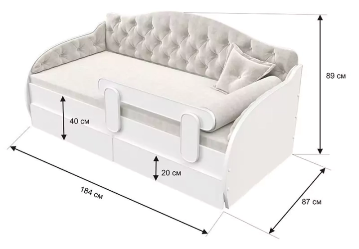 Кровать-тахта Вэлли с мягкими боковинами дизайн 1 3