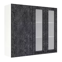 Шкаф верхний угловой со стеклом (премьер) ШВУПС 1000Н Нувель (бетон черный) 